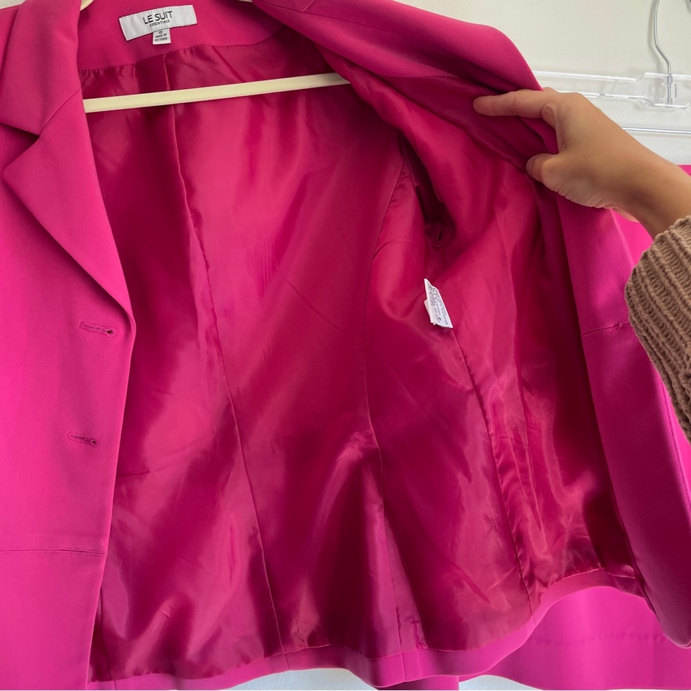 Le Suit Barbie pink skirt suit set blazer pencil bright retro corporate feminine - Picture 5 of 11